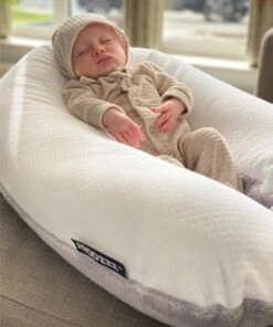 Snoozzz Voedingskussen Zwangerschapskussen Zijslaapkussen - Met Zachte Afneembare Hoes - 185 Cm - Teddy Grijs Wit -Peuterpaleis Winkel 1002x1200 3