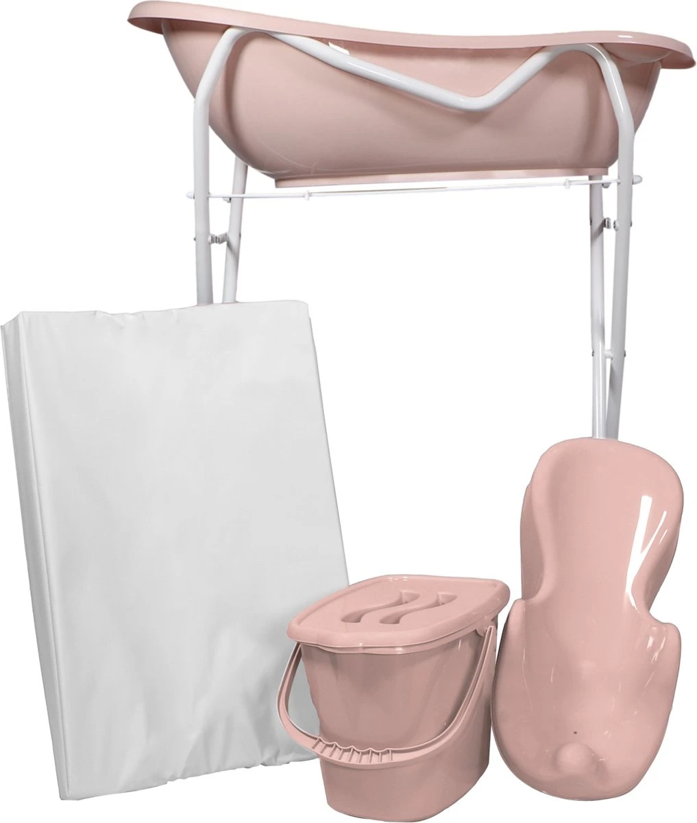 MamaLoes Licht Roze Badset Incl. Witte Badstandaard 3 MamaLoes Licht Roze Badset Incl. Witte Badstandaard