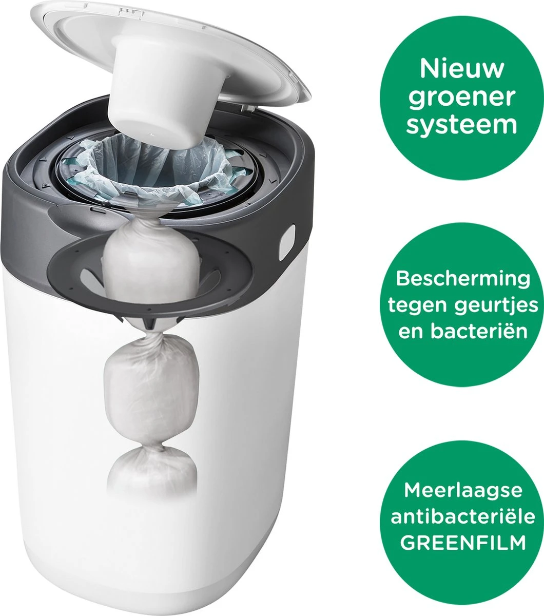 Tommee Tippee Twist & Click Milieuvriendelijke Luieremmer Navulling - Duurzaam Geproduceerde Greenfilm - 12 Stuks 4 Tommee Tippee Twist & Click Milieuvriendelijke Luieremmer Navulling - Duurzaam Geproduceerde Greenfilm - 12 Stuks - Afbeelding 2