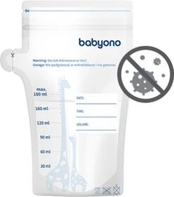 Babyono - Moedermelk Bewaarzakjes - Moedermelkbewaarzakjes - Gemakkelijke Etiketteren - 180 Ml - 30 Stuks - 1084 -Peuterpaleis Winkel 1063x1200 2