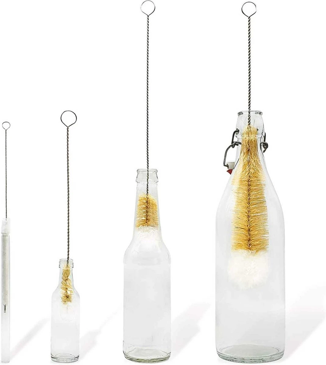 Wonix® - Flessenborstel Set - Flessenreiniger - Sisal En Katoenen Borstel - BPA Vrij - Voor Baby Flesje, Glazen Flessen - 4 Stuks 4 Wonix® - Flessenborstel Set - Flessenreiniger - Sisal En Katoenen Borstel - BPA Vrij - Voor Baby Flesje, Glazen Flessen - 4 Stuks - Afbeelding 2