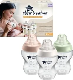 Tommee Tippee Closer To Nature -babyflessen - Langzaam Strom - Borstachtige Speen - Anti-koelik, 260 Ml, Pak Van 3 -Peuterpaleis Winkel 1085x1200 1