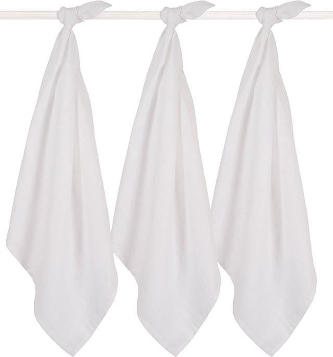 Jollein Hydrofiel Multidoek Basic 70x70cm - White - 3 Stuks 5 Jollein Hydrofiel Multidoek Basic 70x70cm - White - 3 Stuks - Afbeelding 3