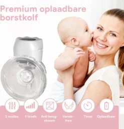 Oliva Babycare® Elektrische Borstkolf Handsfree - Draadloze Kolf - BPA-Vrij - Draagbaar Kolfapparaat - Luxe White & Baby Pink -Peuterpaleis Winkel 1147x1200 6