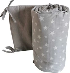 Quilola Bedbumper Stars Grey - Bed Zijbeschermers - Anti Stootrand - Bedomrander 180x30 Cm