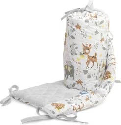 Sensillo Baby Bedbumper - Bedomrander - Anti Stootrand Ledikant - Bed Zijbeschermers - 180x30cm - Grijs Bosdiertjes -Peuterpaleis Winkel 1159x1200 7