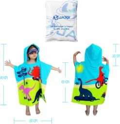 JAXY Badcape Baby - Badcape - Baby Badjas - Omslagdoek - Omslagdoek - Baby Handdoek Met Capuchon - Strandhanddoek - Badponcho - Poncho Handdoek - Microfiber - 60x90cm - Dino -Peuterpaleis Winkel 1161x1200 3