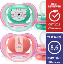 Philips Avent Ultra Air Fopspeen Roze/Groen Poes/konijn 18m+ -Peuterpaleis Winkel 1178x1200 7