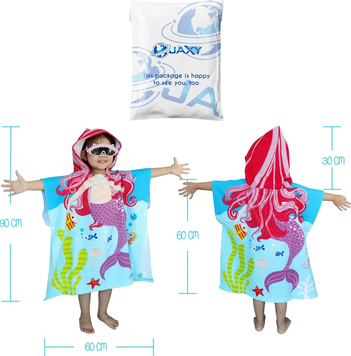 JAXY Badcape Baby - Badcape - Baby Badjas - Omslagdoek - Omslagdoek - Baby Handdoek Met Capuchon - Strandhanddoek - Badponcho - Poncho Handdoek - Microfiber - 60x90cm - Paarse Zeemeermin 6 JAXY Badcape Baby - Badcape - Baby Badjas - Omslagdoek - Omslagdoek - Baby Handdoek Met Capuchon - Strandhanddoek - Badponcho - Poncho Handdoek - Microfiber - 60x90cm - Paarse Zeemeermin - Afbeelding 4