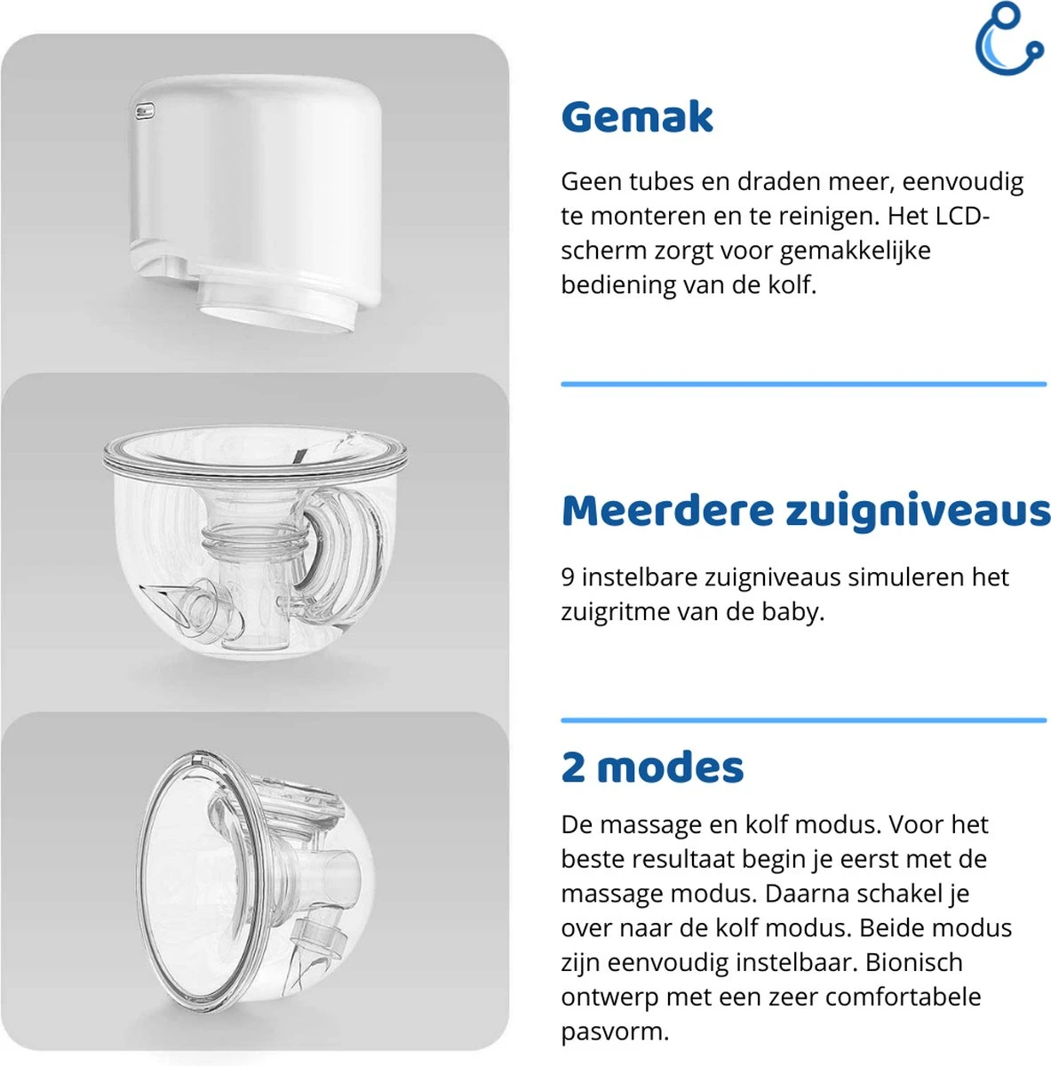 Kolvy® Max Draadloze Elektrische Borstkolf - Intelligente Kolfapparaten - Handsfree Breast Pump - USB Oplaadbaar - Professioneel - LCD Scherm - Incl. 3 Maten 14 Kolvy® Max Draadloze Elektrische Borstkolf - Intelligente Kolfapparaten - Handsfree Breast Pump - USB Oplaadbaar - Professioneel - LCD Scherm - Incl. 3 Maten - Afbeelding 12