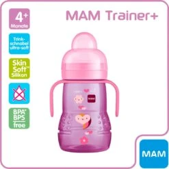 MAM Trainer+ | MAM Drinkbeker | MAM Drinkfles | Roze | 220ML -Peuterpaleis Winkel 1199x1200 81