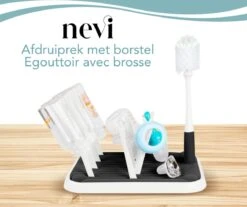 Nevi Afdruiprek Met Lekbak - Afdruipmat Voor 10 Flessen - Opvouwbaar Droogrek Babyfles - Inclusief Afwasborstel -Peuterpaleis Winkel 1200x1005 2
