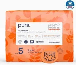 Pura Eco-Friendly Luiers Maat 5 (11-25kg), 125 Luiers -Peuterpaleis Winkel 1200x1026