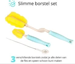Flessen Droogrek Inclusief Borstelset - Afdruiprek Babyflessen Met Flessenborstels - Flessendroogrek Met Lekbak - Mint -Peuterpaleis Winkel 1200x1029 2