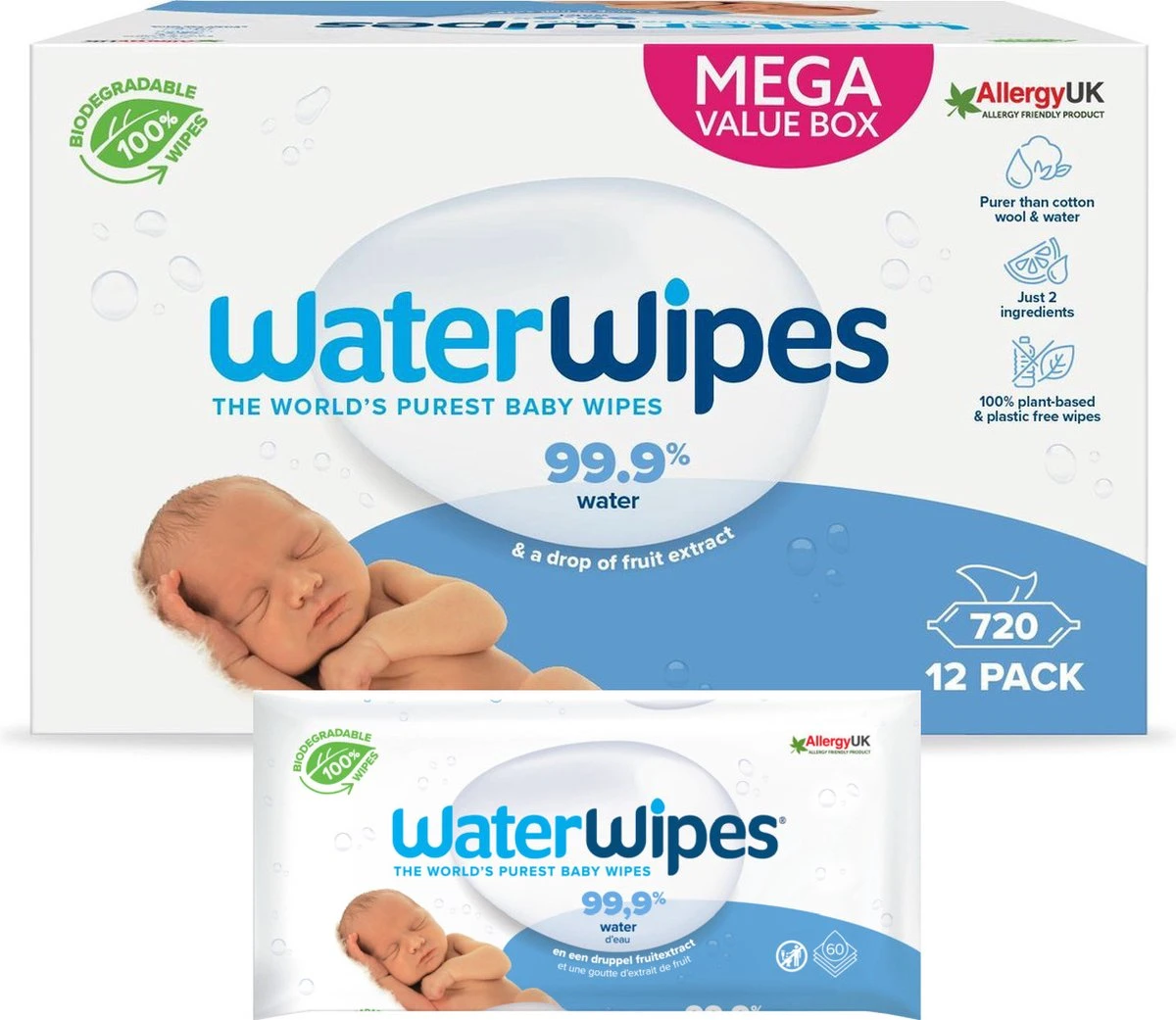 WaterWipes Billendoekjes Bio - 12 X 60 Stuks - 720 Doekjes 3 WaterWipes Billendoekjes Bio - 12 X 60 Stuks - 720 Doekjes