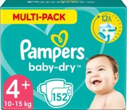 Pampers® Pampers Baby-Dry Luiers - Maat 4+ (10-15 Kg) - 152 Stuks - Multi-Pack