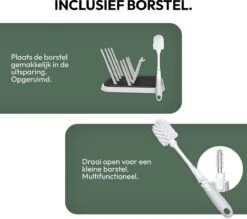STACK Flessen Droogrek Met Flessenborstel | Zwart - Geschikt Voor Flessen En Doppen - Droogrek Voor Flessen - Baby Flessenrek - Afdruiprek Baby - Drying Rack - Babyfles Droogrek - Afdruiprek Fles Met Lekbak - Afdruiprek - Babyflessen - Flessenrek -Peuterpaleis Winkel 1200x1065 7