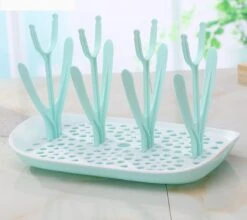 Flessen Droogrek Inclusief Borstelset - Afdruiprek Babyflessen Met Flessenborstels - Flessendroogrek Met Lekbak - Mint -Peuterpaleis Winkel 1200x1070