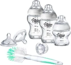 Tommee Tippee Closer To Nature - Glazen Flessen Starterpakket Voor Pasgeboren Baby's - Tepelspenen Met Anti-koliek Ventiel - Gemengde Maten - Doorzichtig - Groente -Peuterpaleis Winkel 1200x1098 5