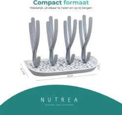 Nutrea EasyDry – Flessen Droogrek Baby – Afdruiprek Babyfles – Droogrek Voor Flessen – Inclusief Lekbak – Grijs/Wit -Peuterpaleis Winkel 1200x1130 6