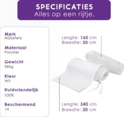 ADSafety - Baby Bed Omrander - Bedbumper - Hoofdbeschermer - Set Van 2 - 340x30cm & 160x30cm -Peuterpaleis Winkel 1200x1130 7