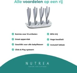 Nutrea EasyDry – Flessen Droogrek Baby – Afdruiprek Babyfles – Droogrek Voor Flessen – Inclusief Lekbak – Grijs/Wit -Peuterpaleis Winkel 1200x1131 14