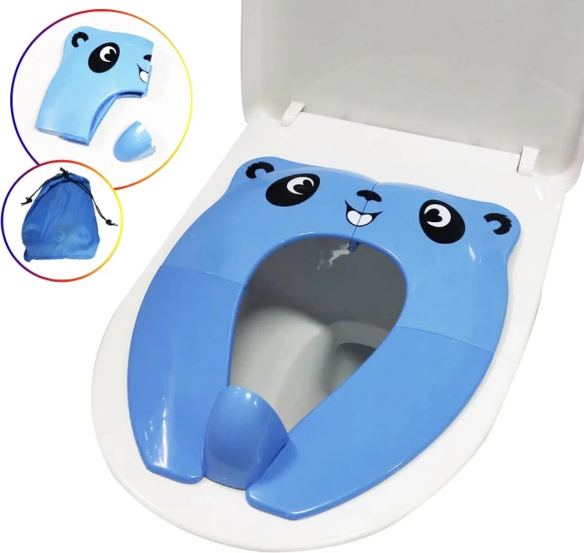 Merkloos Panda Toiletbril - Opvouwbaar In Opbergtasje - Voor Kinderen - WC Bril Verkleinen - Zindelijkheidstraining - Blauw 3 Merkloos Panda Toiletbril - Opvouwbaar In Opbergtasje - Voor Kinderen - WC Bril Verkleinen - Zindelijkheidstraining - Blauw