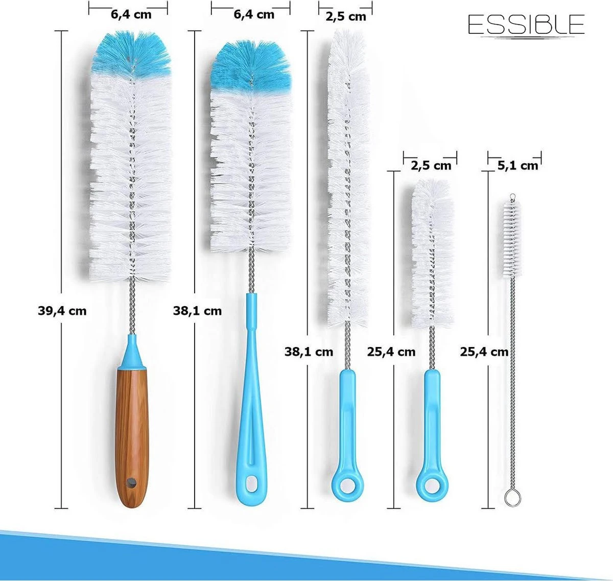 Flessenborstel - Flessenrager - Schoonmaakborstel - Flessenreiniger - 5 Stuks - Kras- En BPA Vrij - Geschikt Voor Alle Oppervlakken 4 Flessenborstel - Flessenrager - Schoonmaakborstel - Flessenreiniger - 5 Stuks - Kras- En BPA Vrij - Geschikt Voor Alle Oppervlakken - Afbeelding 2