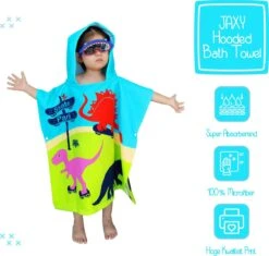 JAXY Badcape Baby - Badcape - Baby Badjas - Omslagdoek - Omslagdoek - Baby Handdoek Met Capuchon - Strandhanddoek - Badponcho - Poncho Handdoek - Microfiber - 60x90cm - Dino -Peuterpaleis Winkel 1200x1144 1