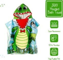 JAXY Badcape Baby - Badcape - Baby Badjas - Omslagdoek - Omslagdoek - Baby Handdoek Met Capuchon - Strandhanddoek - Badponcho - Poncho Handdoek - Microfiber - 60x90cm - Krokodil -Peuterpaleis Winkel 1200x1144