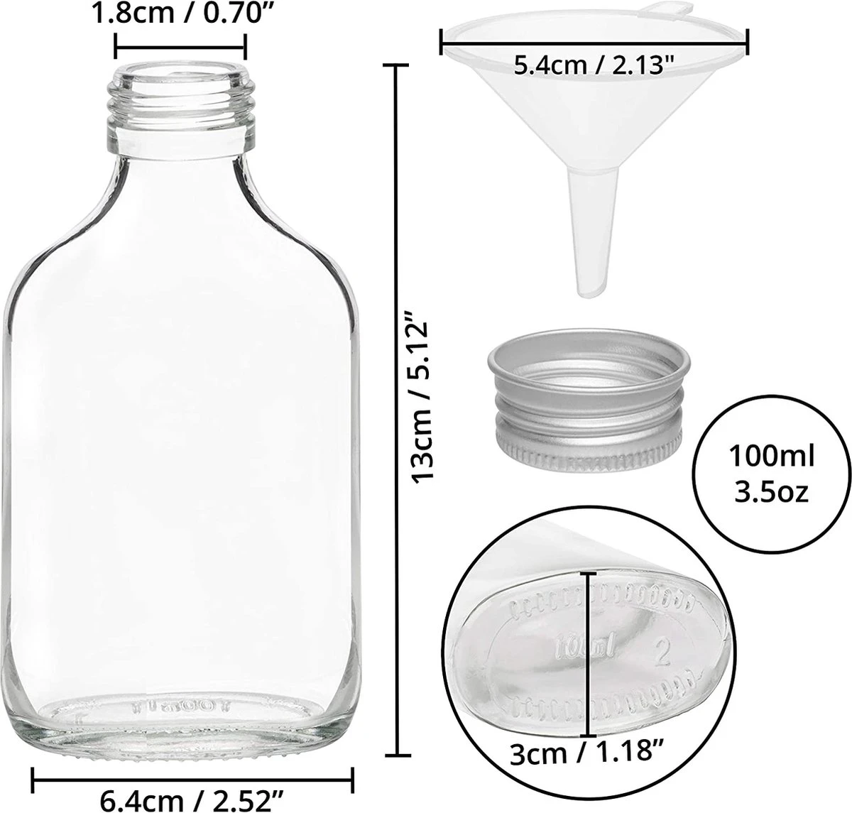 Belle Vous Mini 100ml Glazen Flask Likeur Flessen Met Zilveren Doppen & Trechter (20 Pak) – Lege Schroefdop Miniatuur Flessen Voor Huwelijk & Feesten – Alcohol, Schnaps, Whisky, Shots & Drankjes 4 Belle Vous Mini 100ml Glazen Flask Likeur Flessen Met Zilveren Doppen & Trechter (20 Pak) – Lege Schroefdop Miniatuur Flessen Voor Huwelijk & Feesten – Alcohol, Schnaps, Whisky, Shots & Drankjes - Afbeelding 2
