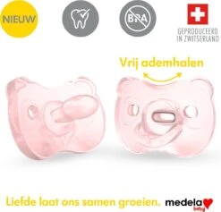Medela Baby Fopspeen Soft Silicone Superzacht Lichtgewicht Eendelig - Soft Pink - 6-18 Maanden - 2 Stuks -Peuterpaleis Winkel 1200x1149 6