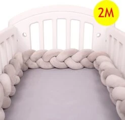 Baby Bed Bumper Gevlochten, Boxomrander, Hoofdbeschermer, Bedbumper,boxrand (2 Meter) Van Baby-slofje.nl , Grijs -Peuterpaleis Winkel 1200x1150 8