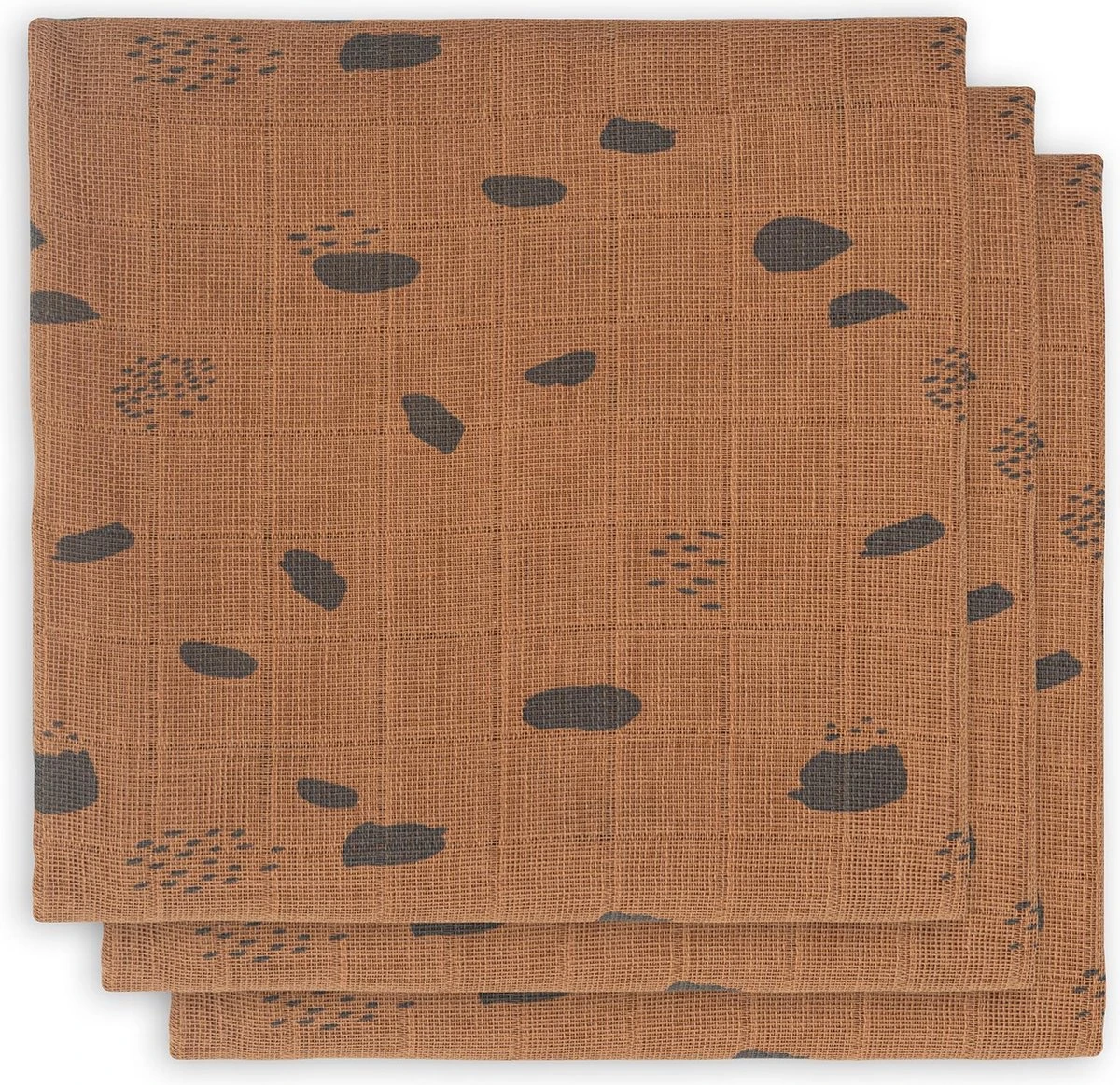 Jollein Hydrofiel Multidoek Spot 70x70cm - Caramel - 3 Stuks 4 Jollein Hydrofiel Multidoek Spot 70x70cm - Caramel - 3 Stuks - Afbeelding 2