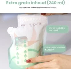 Babily® - Moedermelk Bewaarzakjes - 120 Stuks - Borstvoeding Bewaarzakje - Melkzakjes - 240 Ml - Met Dubbele Sluiting En Schenktuit -Peuterpaleis Winkel 1200x1164 5