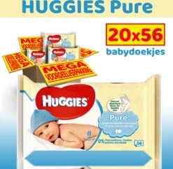 Huggies - Pure - Billendoekjes - 1120 Babydoekjes - 20 X 56 -Peuterpaleis Winkel 1200x1170