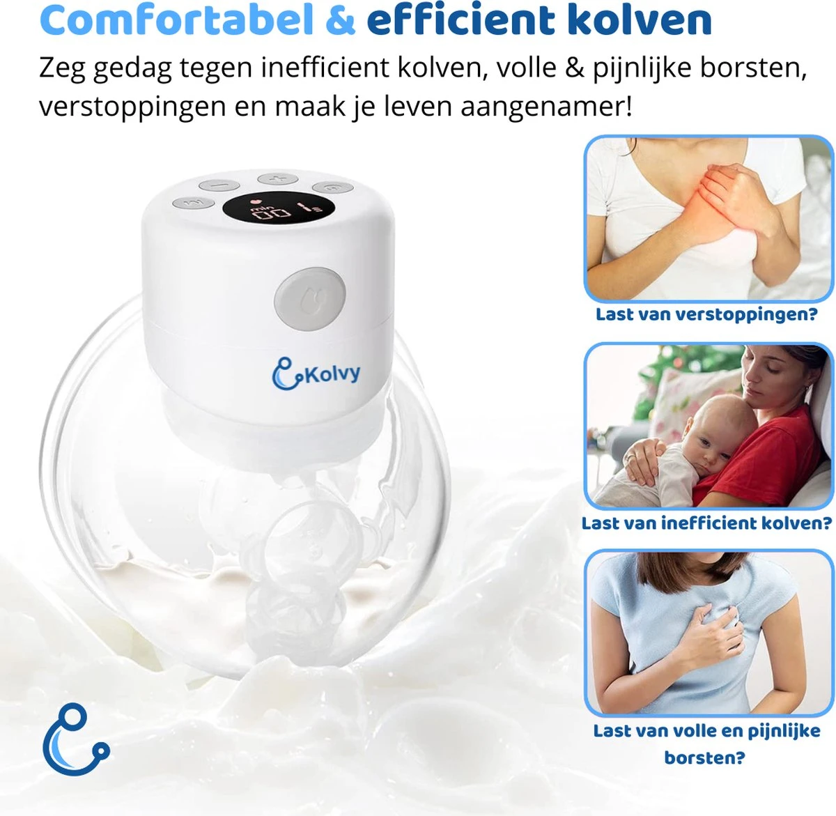 Kolvy® Max Draadloze Elektrische Borstkolf - Intelligente Kolfapparaten - Handsfree Breast Pump - USB Oplaadbaar - Professioneel - LCD Scherm - Incl. 3 Maten 7 Kolvy® Max Draadloze Elektrische Borstkolf - Intelligente Kolfapparaten - Handsfree Breast Pump - USB Oplaadbaar - Professioneel - LCD Scherm - Incl. 3 Maten - Afbeelding 5