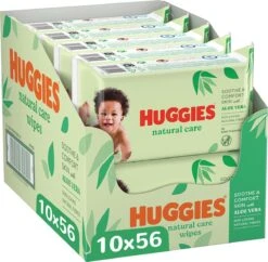 Huggies Billendoekjes - Natural Care - 10 X 56 Stuks - 560 Doekjes - Voordeelverpakking -Peuterpaleis Winkel 1200x1176 2