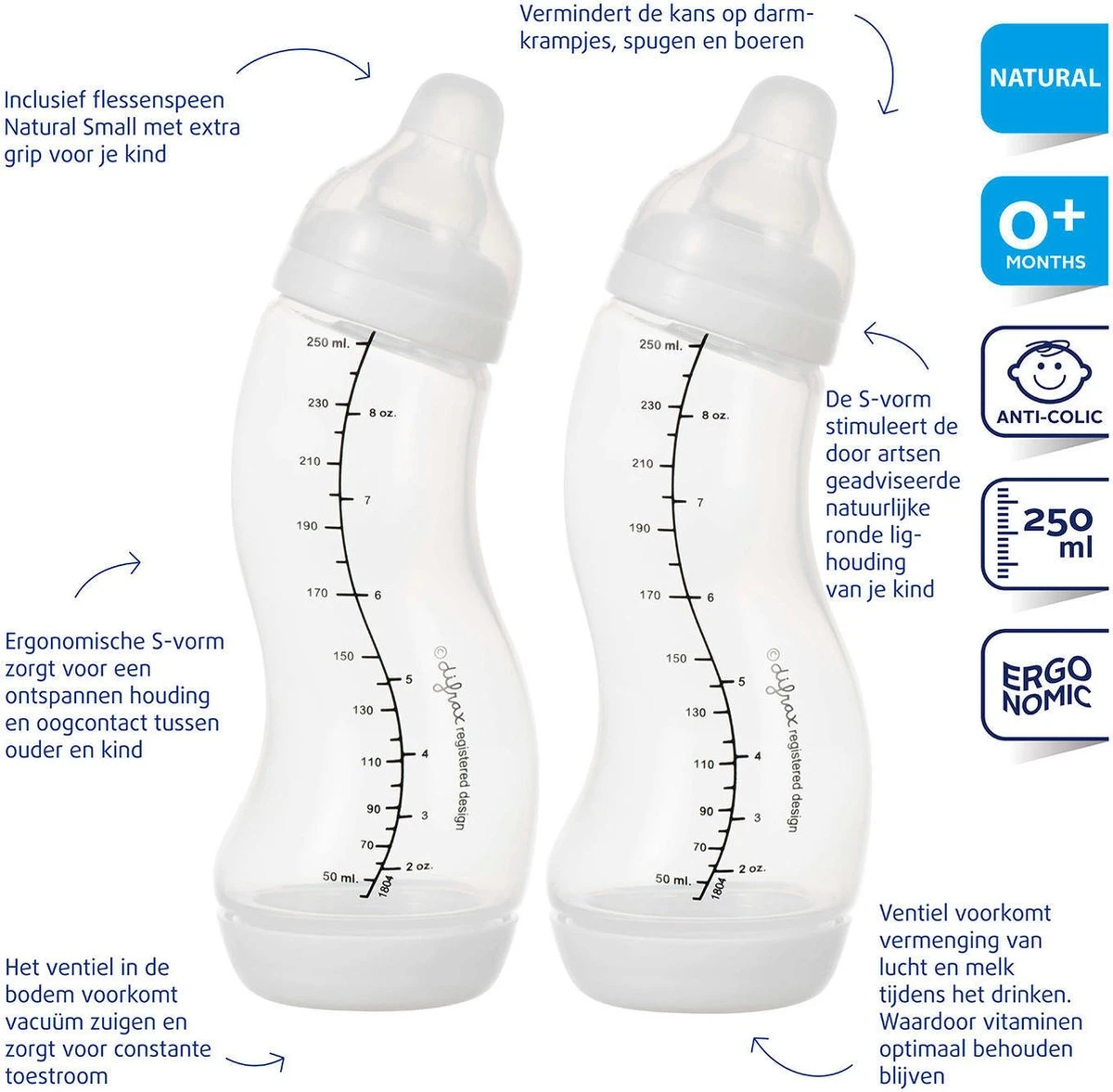Difrax Babyfles 250 Ml Natural - Anti-Colic - Crèmewit - Duopack 12 Difrax Babyfles 250 Ml Natural - Anti-Colic - Crèmewit - Duopack - Afbeelding 10