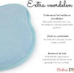 Baby IQ Orthopedisch Baby Hoofdkussen – Traagschuim – Tegen Plat Achterhoofd – Baby Kussen Plat Hoofd - Kraamcadeau – Blauw – Incl Gratis Bandana Slabber -Peuterpaleis Winkel 1200x1188 17