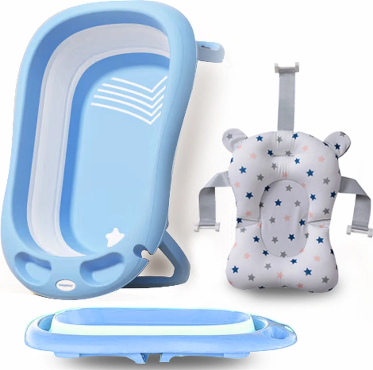 K IKIDO Babybadje - 3 In 1 Opvouwbaar - Multifunctioneel - Inclusief Badkussen - Baby Badje - Babybad - Peuterbadje - Lichtgewicht - Blauw 3 K IKIDO Babybadje - 3 In 1 Opvouwbaar - Multifunctioneel - Inclusief Badkussen - Baby Badje - Babybad - Peuterbadje - Lichtgewicht - Blauw