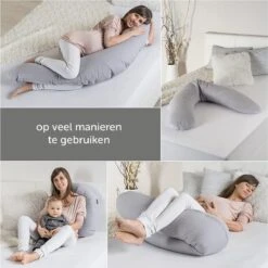 Theraline Voedingskussen En Zwangerschapskussen - Katoen - Grijs Met Stippen -Peuterpaleis Winkel 1200x1198 107