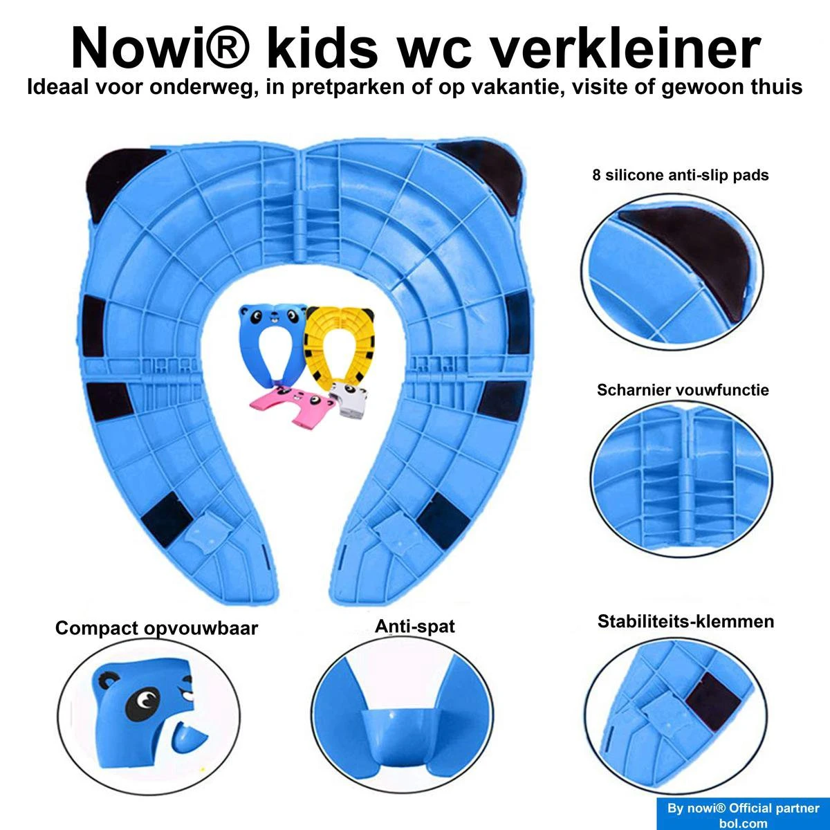 Merkloos Wc Verkleiner Opvouwbaar - Licht En Compact Reis-Formaat WC Bril - Toilet Trainer Voor Peuters Onderweg - Panda Blauw 4 Merkloos Wc Verkleiner Opvouwbaar - Licht En Compact Reis-Formaat WC Bril - Toilet Trainer Voor Peuters Onderweg - Panda Blauw - Afbeelding 2