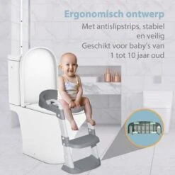 Merkloos Levlo Goods WC Verkleiner – WC Verkleiner Met Trapje – Toilettrainer – Verstelbaar – Incl. Handvaten - Grijs -Peuterpaleis Winkel 1200x1200 1074
