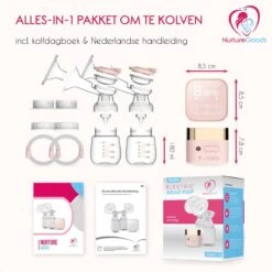 NurtureGoods Smart Dubbele Elektrische Borstkolf - Inclusief 2x180 Ml Babyfles, Kolfdagboek En Speen -Peuterpaleis Winkel 1200x1200 1469