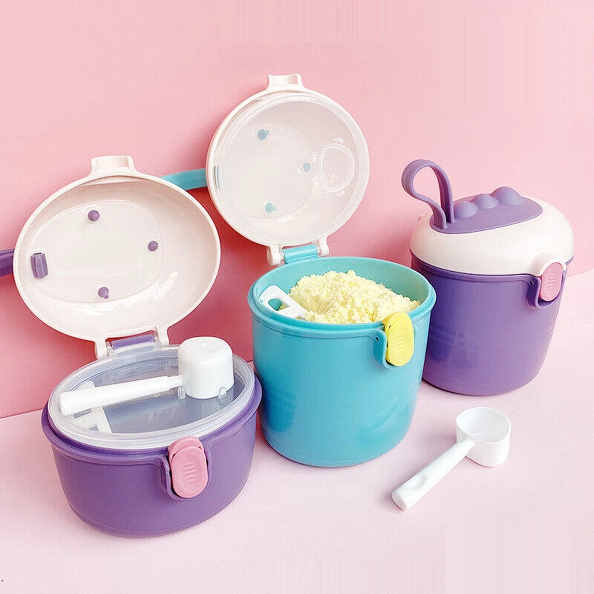 Babyvoeding Dispenser - Baby Melkpoeder Doseer Box - Reisbox - Opbergdoos Voor Voeding - Dispenser Met Schep 440ML - Paars 14 Babyvoeding Dispenser - Baby Melkpoeder Doseer Box - Reisbox - Opbergdoos Voor Voeding - Dispenser Met Schep 440ML - Paars - Afbeelding 12