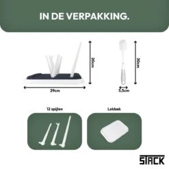STACK Flessen Droogrek Met Flessenborstel | Zwart - Geschikt Voor Flessen En Doppen - Droogrek Voor Flessen - Baby Flessenrek - Afdruiprek Baby - Drying Rack - Babyfles Droogrek - Afdruiprek Fles Met Lekbak - Afdruiprek - Babyflessen - Flessenrek -Peuterpaleis Winkel 1200x1200 1589