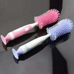 Merkloos Flessenborstel - Schoonmaakborstel Babyfles - Flessenreiniger - Fles Afwasborstel - Borstel Voor Drinkbus Of Drinkfles - Silicone - Duurzaam - Roze -Peuterpaleis Winkel 1200x1200 1758
