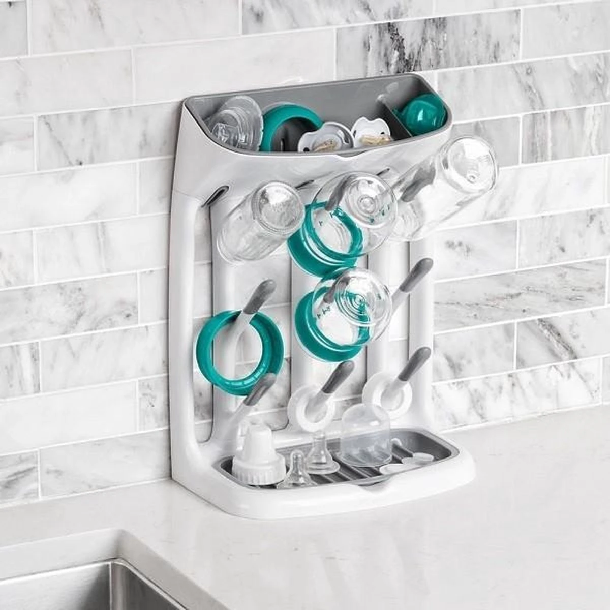 OXO Tot Flessendroogrek Baby - Compact Flessenrek - Flessenrek Baby - Afdruiprek Babyfles - Droogrek Flessen Baby -Grey 4 OXO Tot Flessendroogrek Baby - Compact Flessenrek - Flessenrek Baby - Afdruiprek Babyfles - Droogrek Flessen Baby -Grey - Afbeelding 2