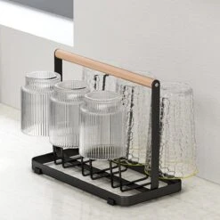 Flessenrek - Droogrek Babyfles - Flessen Rek Baby - Flessendroogrek - Afdruiprek - Afwasrek - Flessenrekje - Lekbak - Égouttoir - Zwart Met Houten Handvat - Vetalo -Peuterpaleis Winkel 1200x1200 1876